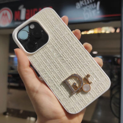 Apple iPhone Dior Logolu Kumaş Kaplamalı Telefon Kılıfı