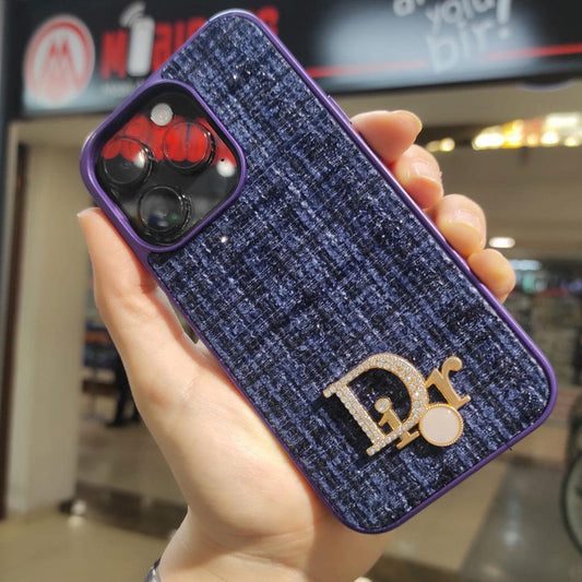 Apple iPhone Dior Logolu Kumaş Kaplamalı Telefon Kılıfı